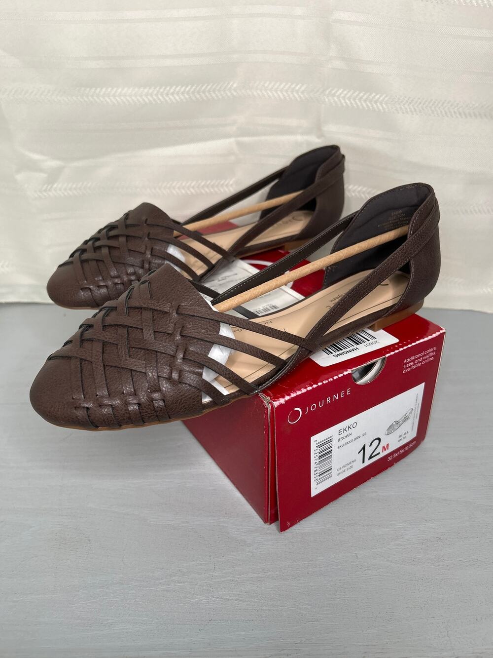 Journee Collection Ekko Woven Flats Brown Faux Leather Womens Size 12 M